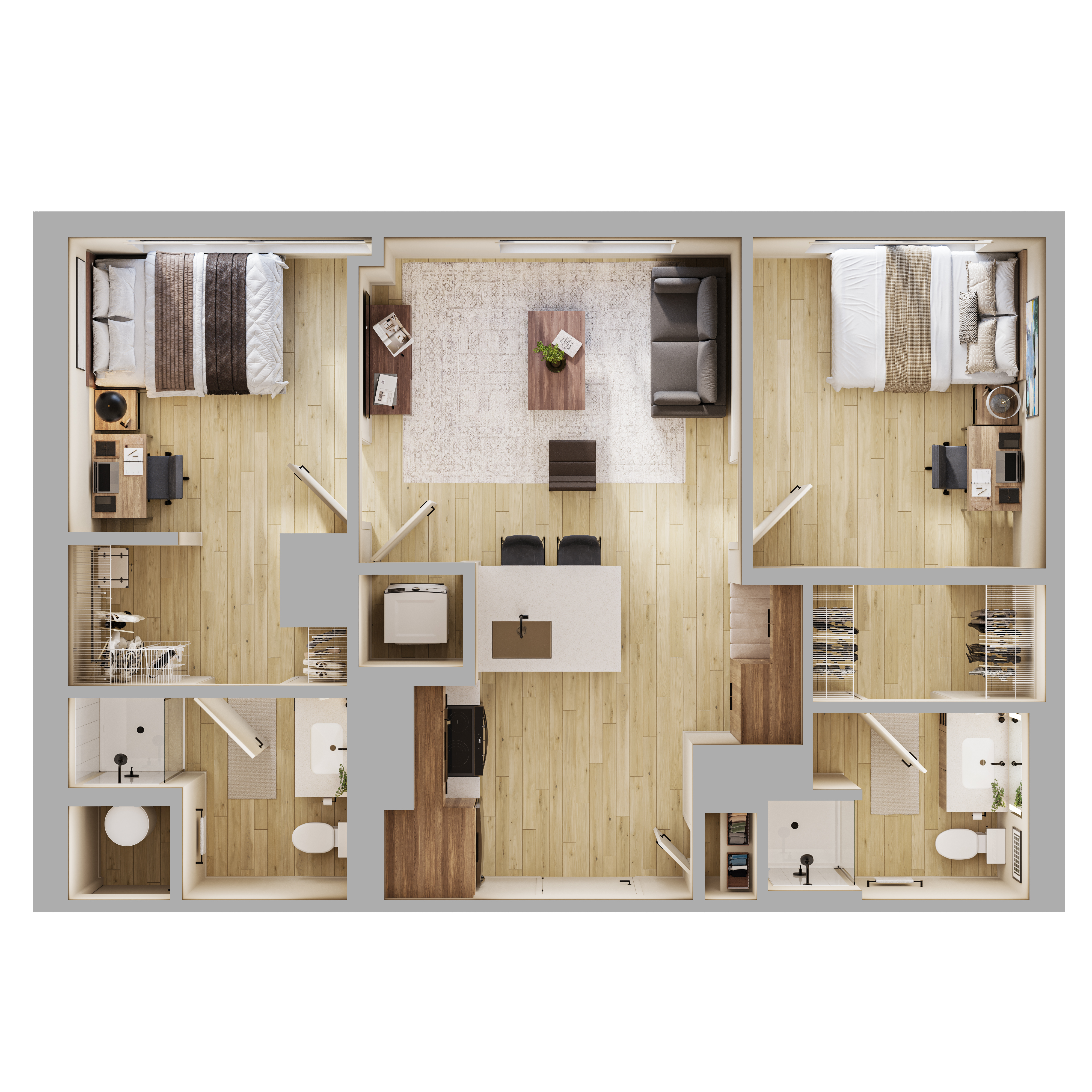 2 Bed, 2 Bath Plus floor plan