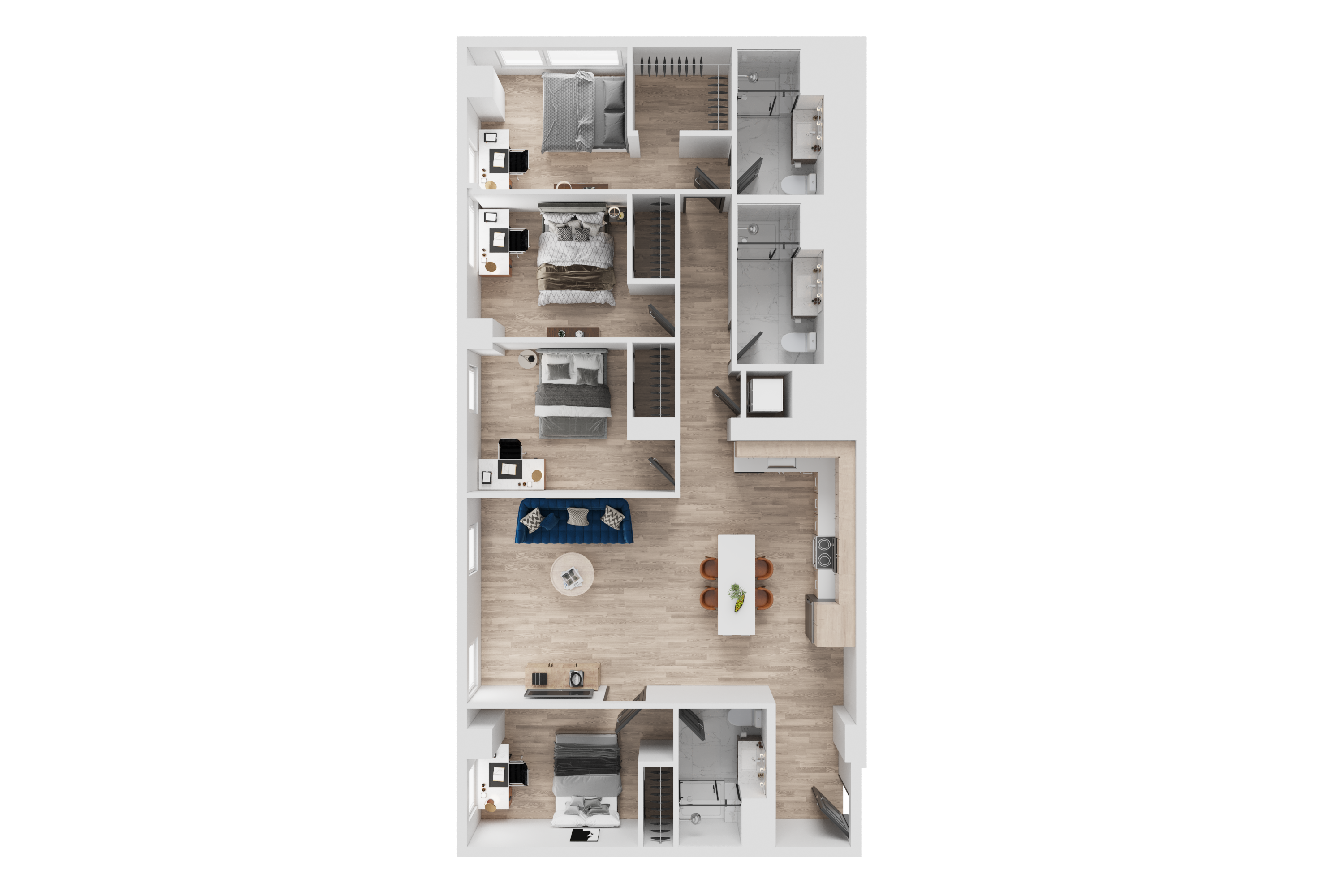4 Bed, 3 Bath Classic Renovated floor plan