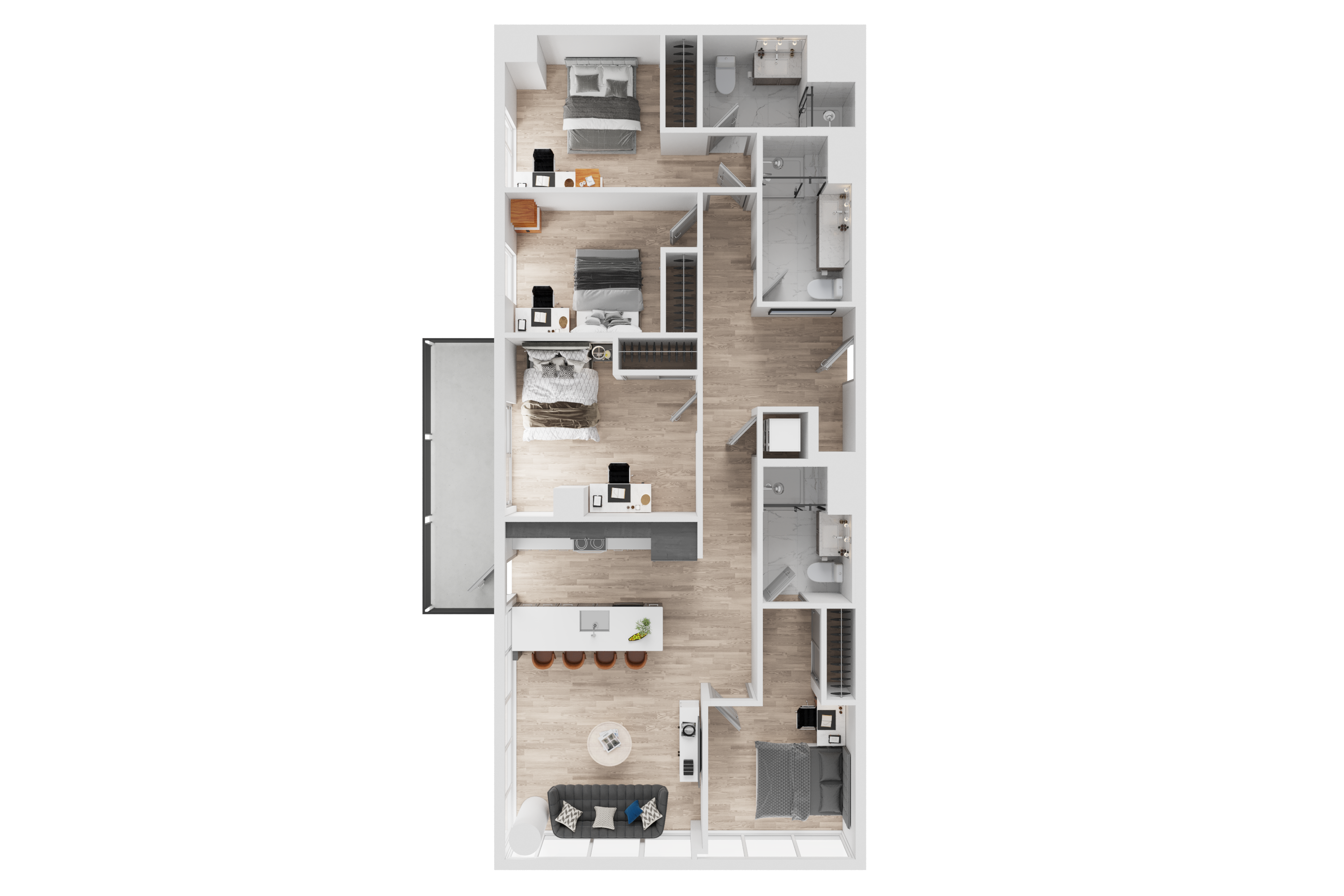 4 Bed, 3 Bath Deluxe Renovated floor plan