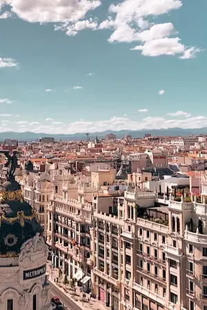 A view of Madrid's skyline above Gran Vía