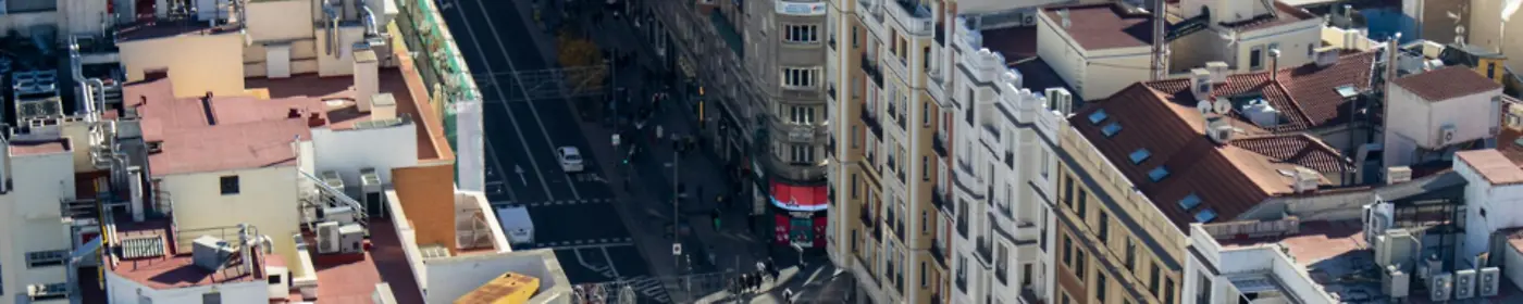 Aerial view over Gran Vía.