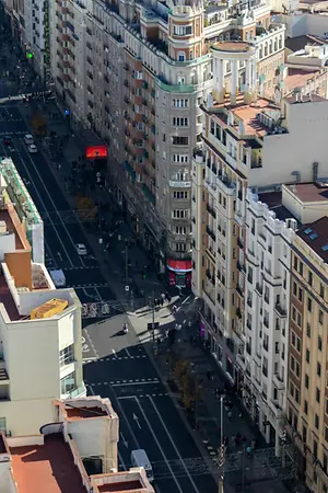 Aerial view over Gran Vía.